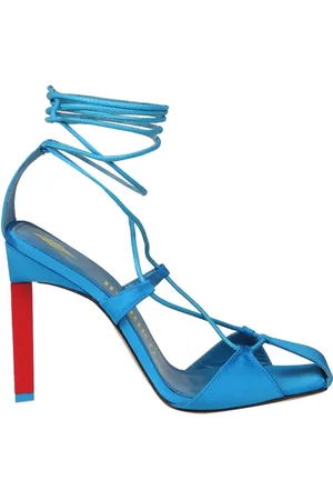 The Attico Skor, Dam, 37 EU, Läder, Turkosa Satin Sandaletter med Hög Klack