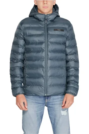 Calvin Klein Jacka, Herr, L, Polyester, Blå Huva Dragkedja Jacka