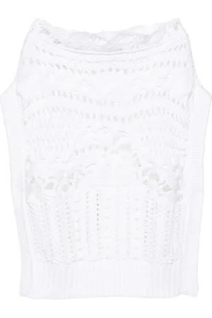 ERMANNO SCERVINO Topp, Dam, S, Bomull, Virkat Vit Tröja
