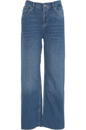 Liu Jo Jeans, Dam, W29, Blå Wide Leg Jeans med Fransad Nederkant