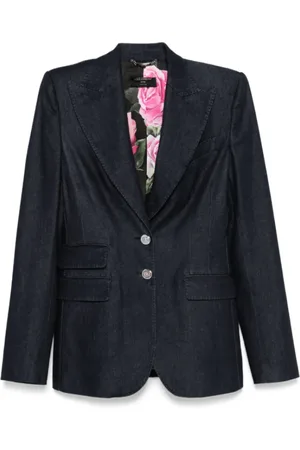Dolce & Gabbana Jacka, Dam, M, Denim, Indigo Denim Blazer med Axelvaddar