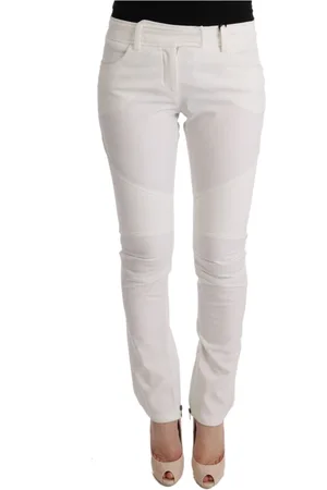 ERMANNO SCERVINO Byxor, Dam, S, Bomull, Vita bomullsbyxor med smal passform