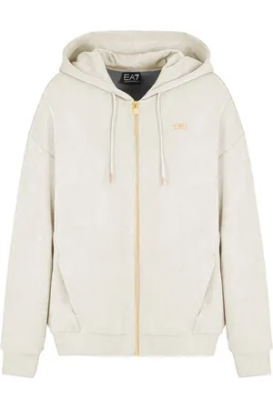 EA7 Sweatshirts & Hoodies, Dam, S, Bomull, Core Lady Hoodie Cream Sweater