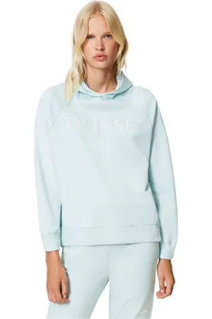 Twin-Set Sweatshirts & Hoodies, Dam, S, Bomull, Raglan Hoodie i bomull