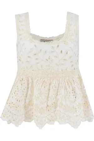 ERMANNO SCERVINO Topp, Dam, S, Bomull, Cotton Macramé Lace Floral Top