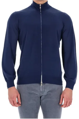 Brunello Cucinelli Sweatshirts & Hoodies, Herr, S, Lyxig ull-cashmere tröja med full dragkedja