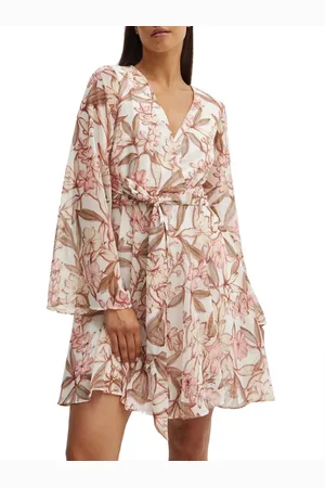 Guess Klänning, Dam, M, Polyester, Blommig miniklänning med trumpetärmar