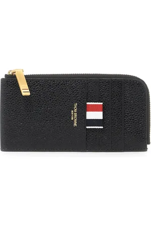 Thom Browne Accessoarer, Herr, ONE Size, Läder, Korthållare i narvläder med trefärgad rosett
