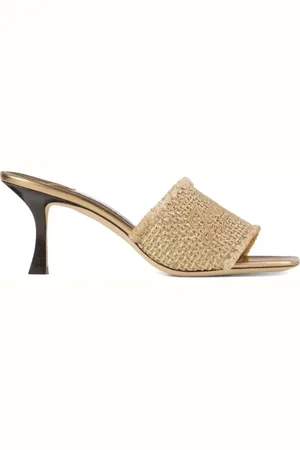 Jimmy Choo Skor, Dam, 37 EU, Rafia Lurex Sandal i Guld