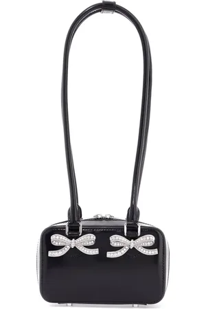 Self-Portrait Väska, Dam, ONE Size, Läder, Curved Leather Shoulder Bag with Metal Bows