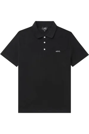 A.P.C. Topp, Herr, XL, Bomull, Svart Pikétröja med Broderad Logotyp