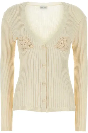 MAGDA BUTRYM Stickade tröjor & koftor, Dam, S, Bomull, Cream Cardigan