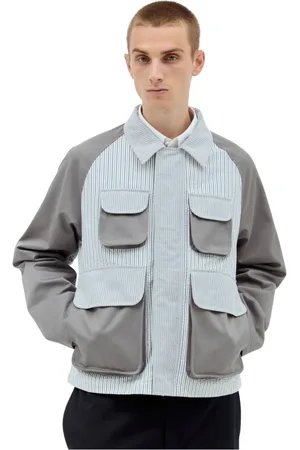 Thom Browne Jacka, Herr, L, Bomull, Seersucker Panels Field Jacket