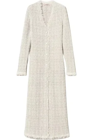 Twin-Set Stickade tröjor & koftor, Dam, L, Bomull, Långstickad Kofta med Lurex® Jacquard