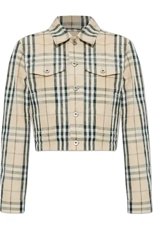 Burberry Jacka, Dam, L, Bomull, Rutig Jacka