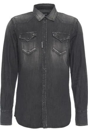 Dsquared2 Skjorta, Herr, XL, Denim, Svart Western Denimskjorta