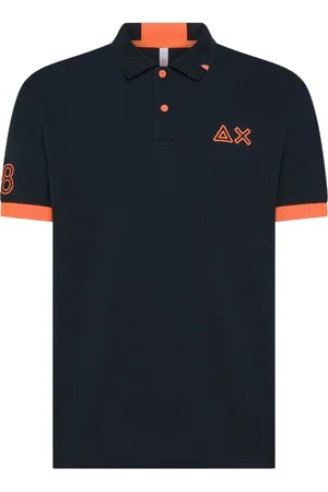 sun68 Topp, Herr, 3Xl, Bomull, Blå logotyp Polo T-shirts och Pikétröjor