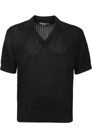 Dolce & Gabbana Stickade tröjor & koftor, Herr, S, Bomull, Kontrastkrage Stickad Polotröja