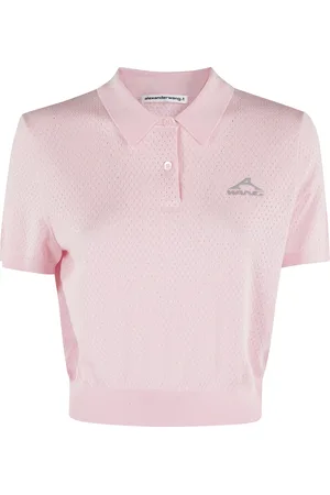 Alexander Wang Topp, Dam, M, Rosa Mesh Polo Tee
