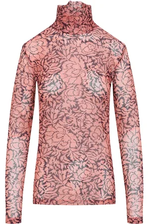 DRIES VAN NOTEN Topp, Dam, S, Hoyser Graphic Print High-Neck Långärmad Topp