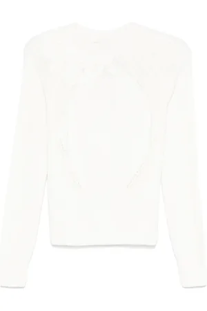 ERMANNO SCERVINO Stickade tröjor & koftor, Dam, S, Kashmir, Vit Blommig Broderad Tröja