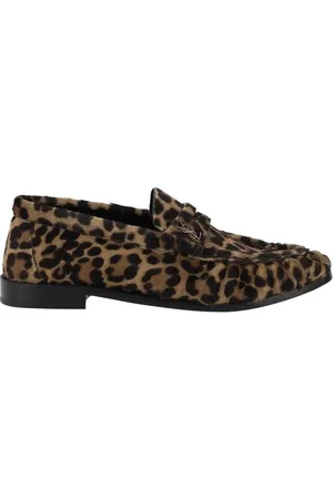 Saint Laurent Skor, Dam, 36 EU, Läder, Loafers med Djurmönster och Blockklack