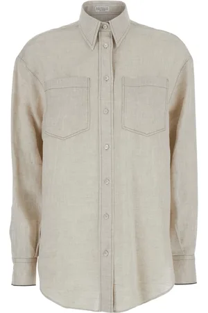 Brunello Cucinelli Blusar & Skjortor , Dam, L, Linne, Linskjorta