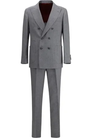 Brunello Cucinelli Kostym, Herr, S, Linne, Elegant Linne Dubbelknäppt Kostym