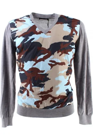 Dsquared2 Stickade tröjor & koftor, Herr, S, Camouflage Wool V-Neck Sweater