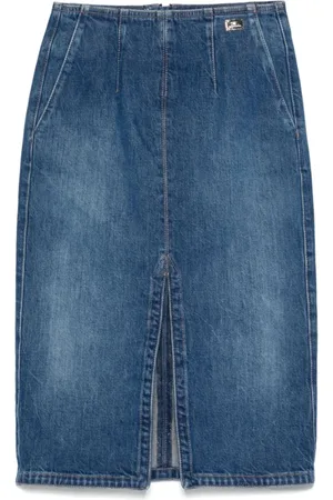 Elisabetta Franchi Kjol, Dam, M, Denim, Denimkjol i pennmodell med franska fickor