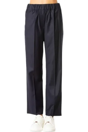 Max Mara Byxor, Dam, S, Marinblå byxor med elastisk midja