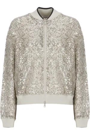 Brunello Cucinelli Jacka, Dam, S, Linne, Linne Kofta med Paljetter