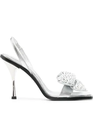 Dsquared2 Skor, Dam, 38 EU, Läder, Silver Rhinestone High Heel Sandaler