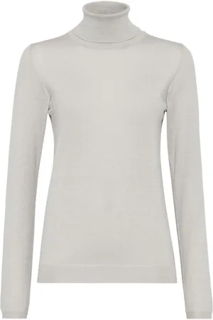 Brunello Cucinelli Stickade tröjor & koftor, Dam, S, Kashmir, Cashmere, siden och lurex polotröja