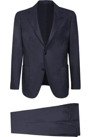 LARDINI Kostym, Herr, L, Polyester, Elegant Blå Kostym med Hackade Kavajer