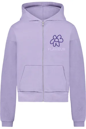 FLÂNEUR Flâneur, Sweatshirts & Hoodies, Herr, S, Bomull, Lila Flower Doodle Zip-Up Hoodie