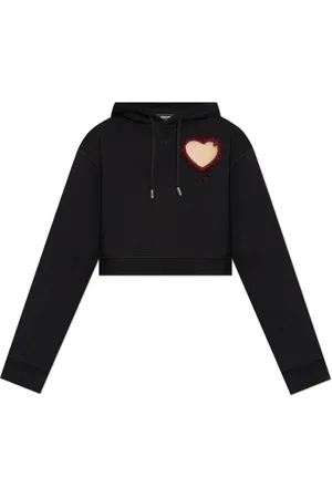Dsquared2 Sweatshirts & Hoodies, Dam, XS, Bomull, Crystal Heart Cropped Cool Fit Hoodie