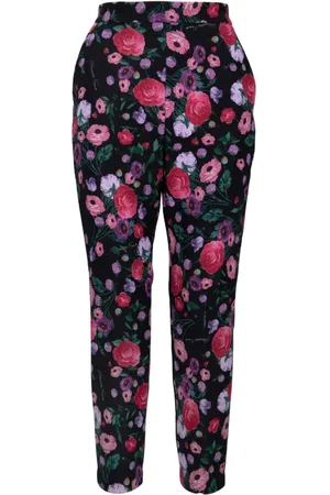 Elisabetta Franchi Byxor, Dam, M, Polyester, Blommönstrade byxor med dragkedja och hyska