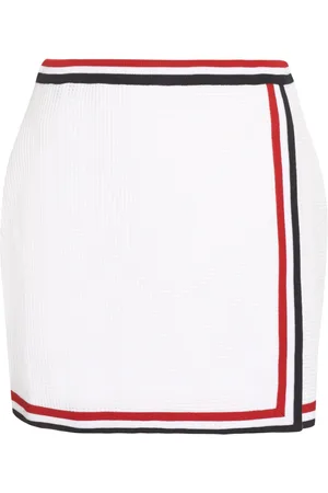 Thom Browne Kjol, Dam, S, Bomull, Bomull Mini-Kjol med Elastisk Midja