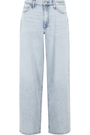 RAG&BONE Jeans, Dam, W23, Bomull, Ljusblå High Rise Wide Leg Jeans