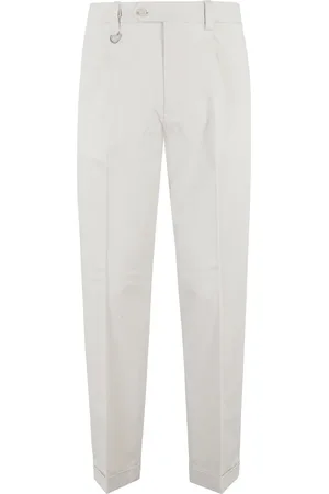 Paolo Pecora Byxor, Herr, S, Linne, Beige Tyg Ankelsnibb Byxor