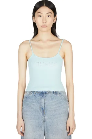 Guess Topp, Dam, M, Bomull, Embellished Logo Sleeveless Top