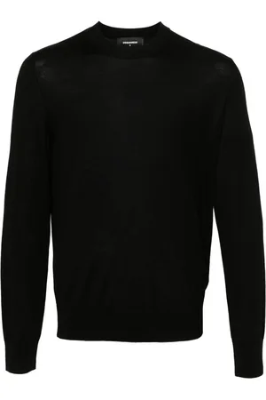 Dsquared2 Stickade tröjor & koftor, Herr, S, Svart Ribbad Logotyp Tröja