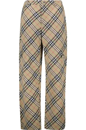 Burberry Byxor, Herr, L, Bomull, Rutiga raka byxor