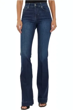Liu Jo Jeans, Dam, W24, Bomull, Utsvängda jeans med hög midja och strass