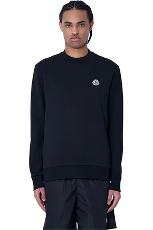 Moncler Sweatshirts & Hoodies, Herr, XL, Bomull, Bomullsjersey crewneck sweatshirt med logomotiv