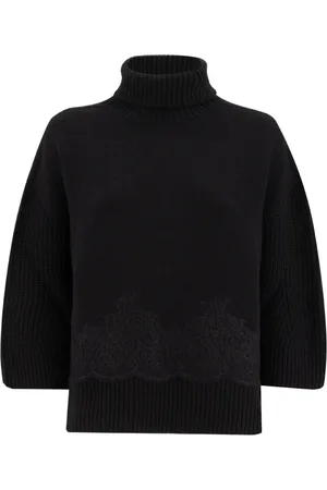 ERMANNO SCERVINO Stickade tröjor & koftor, Dam, M, Ullpolotröja med spetsdetaljer