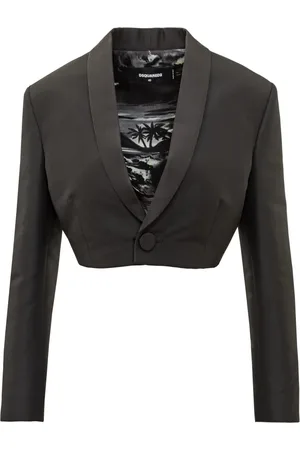 Dsquared2 Jacka, Dam, S, Polyester, Cropped Blazer med tryck på insidan
