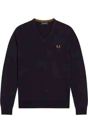 Fred Perry Stickade tröjor & koftor, Herr, XL, Bomull, V-ringad stickad tröja