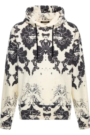 Roberto Cavalli Sweatshirts & Hoodies, Herr, 2Xl, Bomull, Appaloosa Print Sweatshirt Svart/Vit